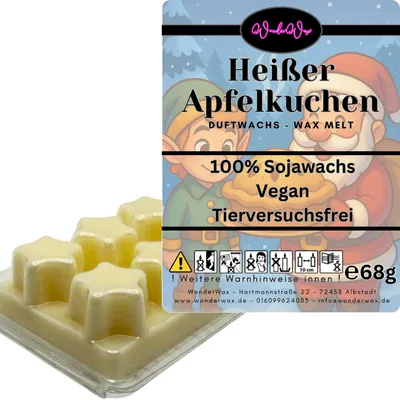 Produktbild von WonderWax Duftwachs Weihnachten Wax Melts für Duftlampe, 6 Sterne Duftmelt Wachsmelt Sojawachs Duftwachs Würfel für Raumdüfte, Wachs Duftöl Winter Indoor Schmelzen für Aromalampe Heißer Apfelkuchen