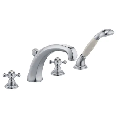 Immagine prodotto di KLUDI 1926 Mitigeur de bain et de douche, poignées croisillons, montage au sol, montage sur bord de carrelage à quatre trous, 515240520, 515240520