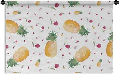 Produktbild von MuchoWow® Wandteppich Wandbehang Obst - Aquarell - Weiß 150x100 cm Tapisserie Dekoration Wandtuch - Waschbar - Tapisserien - Wand-Decke