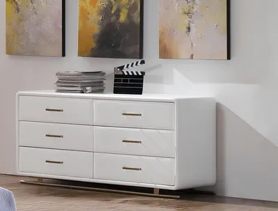 Image de Noble luxe rembourré Sideboard Armoire Commode Blanc Cuir Buffet Commodes