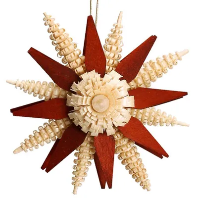Produktbild von Christbaumschmuck mit Ringelbäumchen & Kieferblätter Natur/Rot Ø 7cm NEU