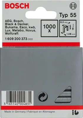 Produktbild von Schmalrückenklammer Typ 55, 6 x 1,08 x 19 mm, 1000er-Pack