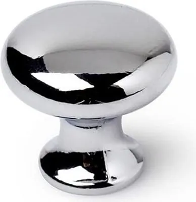 Zdjęcie produktu dla Pokrętło obrotowe Rei okrągłe metalowe wykończone na połysk 4 sztuki (Ø 2,5 x 2,4 cm)