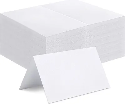 Produktbild von 50 Stück weiße Blanko-Tischkarten, DIY-Namenskarten, vorgefüttert, Sitzkarten für Hochzeitstische, Namenskarten für Gäste, 50 Stück