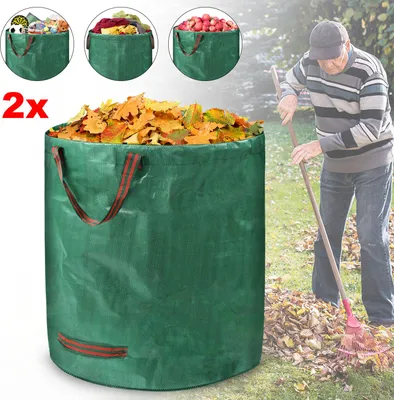 Image de XINZI Sac de jardin 2x Sac pour déchets de jardin Sac pour feuilles 272 litres Sacs pour déchets de jardin Pliables Sacs pour déchets verts avec 4 poignées extra fortes