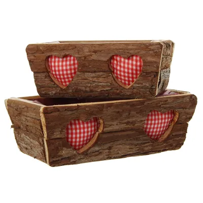 Obrázok produktu pre Kvetináč „Kôra“, sada 2 ks, rozmery 24 x 13 x 10 cm, 30 x 18 x 12 cm