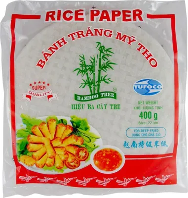 Produktbild von [400g] BAMBOO TREE Reispapier, rund Ø 22cm zum Frittieren / Bahn Trang My Tho / aus Vietnam