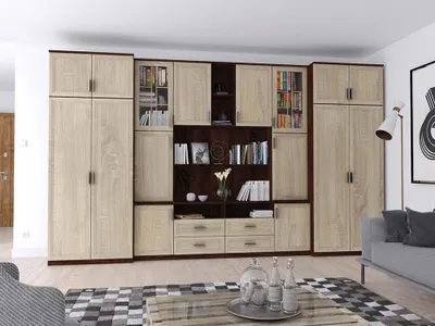 Zdjęcie produktu dla Meblast | Szafka wisząca Sawa; Light Sonoma - Wyposażenie Premium | Meble, styl, meble TV premium, duża szafka wisząca, szafka wisząca, zestaw do salonu, dąb Sonoma