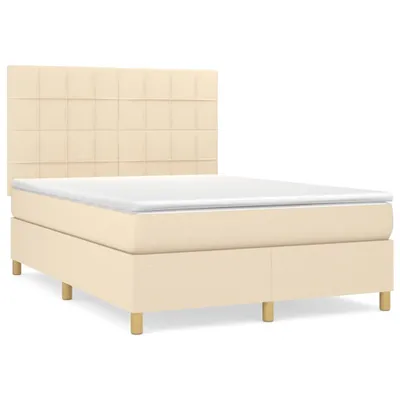 Produktbild von vidaXL Boxspringbett mit Matratze Creme 140x190 cm Stoff