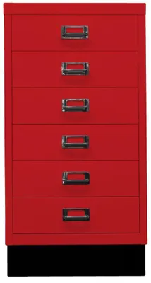 Produktbild von Büro-Schubladenschrank, BxTxH 349x432x670 mm, 6 Schubladen 87 mm, DIN A3, Sockel 80 mm hoch, kardinalrot