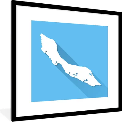 Produktbild von MuchoWow® Gerahmtes Poster Eine Illustration von Curacao auf blauem Hintergrund 40x40 cm - Poster mit Schwarzem Bilderrahmen Wandposter Rahmen Foto Bilder - Poster - Plakat im Rahmen