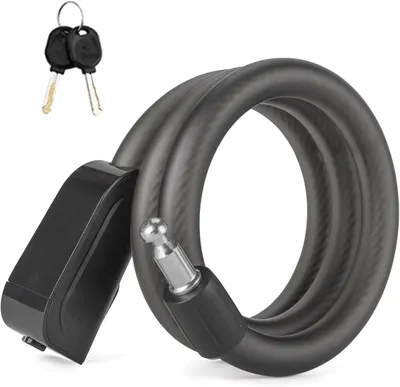 Immagine prodotto di Lucchetto per biciclette ROCKBROS con cavo e 2 chiavi, alta sicurezza, spessore 14,7 mm, per biciclette, moto, passeggini e skateboard, 110 cm/14,27 mm