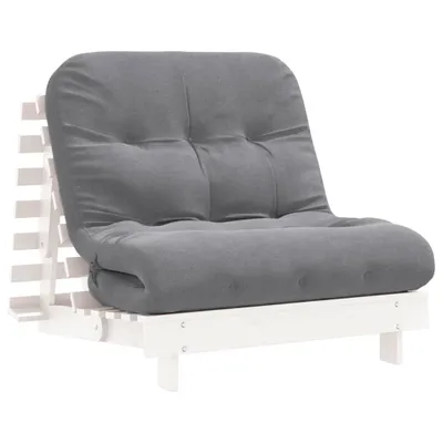 Produktbild von Futon Schlafsofa mit Matratze Weiß 80x206x11 Massivholz Kiefer