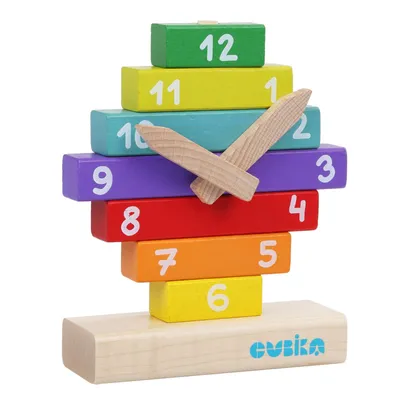 Produktbild von Cubika - Holzbaukasten Uhr - 12 tlg.