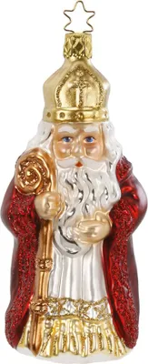 Produktbild von Christbaumschmuck Sankt Nikolaus Glas 14cm rot / gold, 1 Stück