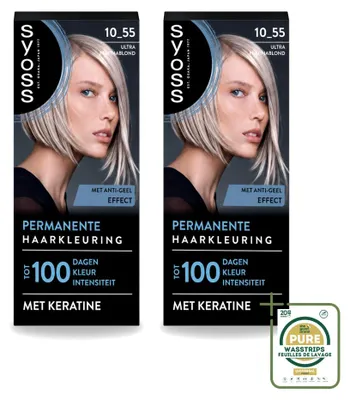 Zdjęcie produktu dla 2 opakowania farby do włosów SYOSS Permanent Coloration 10-55 Ultra Platinablond - zestaw ekonomiczny