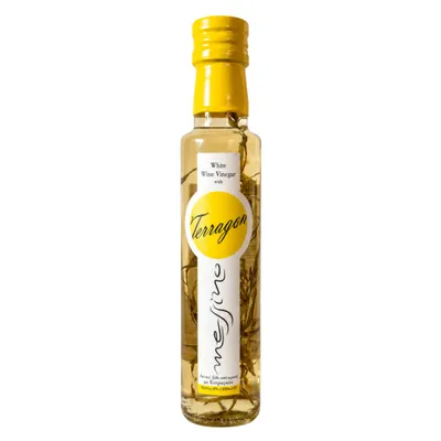 Messino Weißweinessig mit Estragon 250 ml Flasche auf weißem Grund
