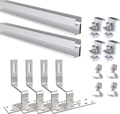 Produktbild von TRANGO ST-0008*1 PV-Anlage Montage Set für 1x Solarmodul bis 120cm breit Balkonkraftwerk auf Ziegeldach, Schrägdach,  Mini PV-Anlage Dachhalterung, Dachmontage