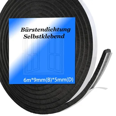 Zdjęcie produktu dla Uszczelka szczotkowa samoprzylepna - Samoprzylepna - 6 m - 9 x 5 mm - Listwa uszczelniająca do drzwi