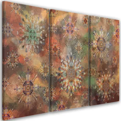 Produktbild von Triptychon auf leinwand sternmosaik 90x60 cm Feeby orange wandbild bereit zum aufhängen
