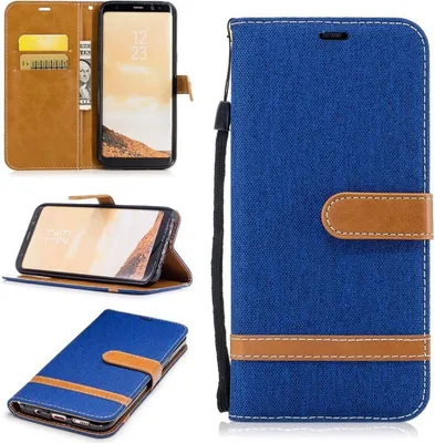 Produktbild von Tasche für Samsung Galaxy S8+ PLus Jeans Cover Handy Schutz Hülle Case Blau