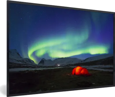 Produktbild von MuchoWow® MuchoWow® Gerahmtes Poster Nordlichter - Zelt - Schweden 90x60 cm - Poster mit zchwarzem Bilderrahmen - Fotorahmen - Foto-Plakat