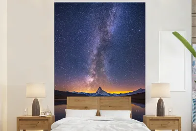 Produktbild von MuchoWow® Fototapete für Wohnzimmer oder Schlafzimmer Wandtapete Vinyl Motivtapete Die Milchstraße bei einem schönen Sonnenuntergang - 195x300 cm - Das Hintergrundbild