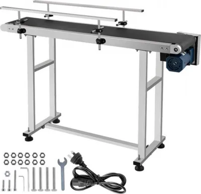 Zdjęcie produktu dla Przenośnik taśmowy do linii produkcyjnych - Wersja ze stali nierdzewnej - Elektryczny - Z podwójną szyną zaczepową - Przenośnik taśmowy - Automatyczny