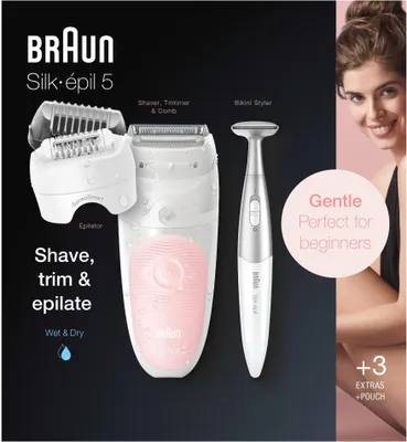 Image de BRAUN Epilierer Silk-epil 5 Akku W&D 2Aufs + Bikinitrimmer flamigo 5-820