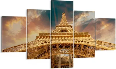Produktbild von Bild auf Leinwand - Leinwandbild - Eiffle Architektur Paris - 125x70cm - Wand Bild - Wanddeko - Leinwanddruck - Bilder - Kunstdruck - Wanddekoration - Leinwand bilder - Wandkunst - EA125x70-2437