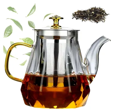 Produktbild von Teekanne aus Glas, 1L mit Siebeinsatz aus Edelstahl, hitzebeständig