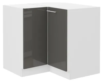 Produktbild von Eckunterschrank 90x90 cm Lara Grau Hochglanz Küchenzeile Küchenblock Küche