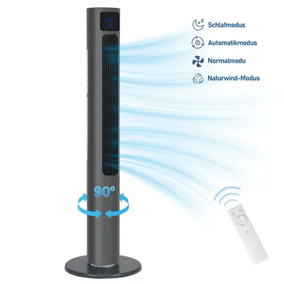 Produktbild von Draixcor Turmventilator leise 110 cm, Tower Ventilator mit Fernbedienung, 90° Oszillation, 12h Timer, 4 Modi, 4 Stufen, LED-Display für Schlafzimmer