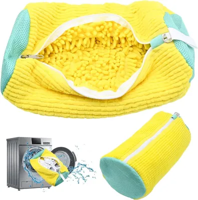 Image de Sac de lavage pour chaussures pour lave-linge avec brosses 39 × 19 cm, sac de protection pour le lavage des baskets, sac en filet pour chaussures pour lave-linge et sèche-linge - ShoeWash