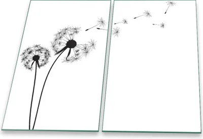 Produktbild von Herdabdeckplatte Abdeckung Glaskeramikkochfeld Abdeckplatte 2-Teilig 60x52 Pusteblume Glas