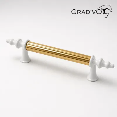 Produktbild von Möbelgriff Küchengriffe Schrankgriff Bügelgriff Schubladengriffe 916 Weiß - Gold 96 mm