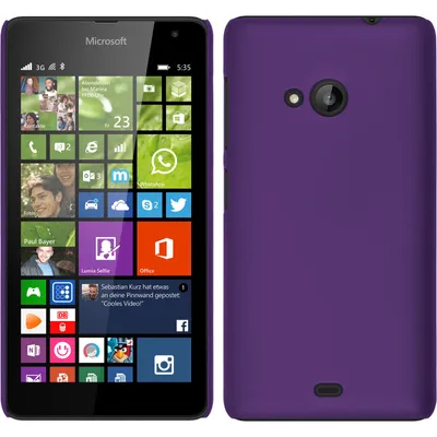 Produktbild von PhoneNatic Case kompatibel mit Microsoft Lumia 535 - Hülle lila gummiert Hard-case + 2 Schutzfolien
