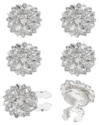 Image de Manches à boutons pour femmes - Lot de 6 couvre-boutons en strass - Forme florale - Alliage amovible - Inspiration créative - Accessoires pour vêtements - Couvre-boutons