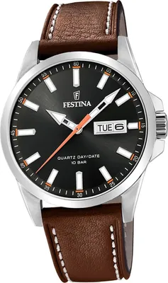 Zdjęcie produktu dla Skórzany męski zegarek Festina F20358/2 Elegancki brązowy klasyczny zegarek D2UF20358/2