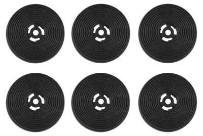 Six identical charcoal filters arranged in two rows of three.