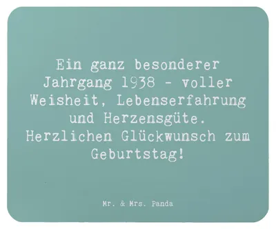 Produktbild von Mr. & Mrs. Panda Mousepad Spruch 1938 Geburtstag - Meeresbrise - Geschenk, Jahrgang, Mauspad, mousematte, Geburtstagsfeier, Geburtstagsgeschenk, pc, Jubiläumsgeschenk