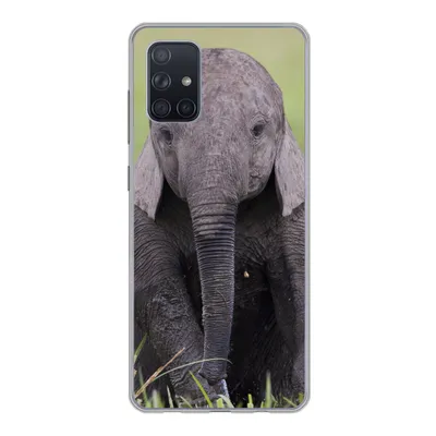 Produktbild von MuchoWow® Handyhülle Schutzhülle Hülle für Samsung Galaxy A51 Elefant - Baby - Tiere - Gras - Natur Silikon Softcase Handy Hülle - Schutzabdeckung