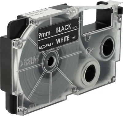 Produktbild von vhbw Schriftband-Kassette Ersatz für Casio XR-9ABK, XR-9ABK1 für Etiketten-Drucker 8m x 9mm Weiß auf Schwarz