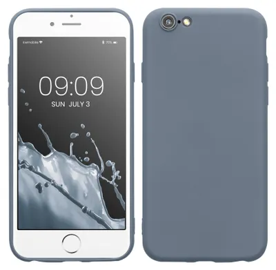 Produktbild von kwmobile Hülle kompatibel mit Apple iPhone 6 / 6S Hülle - gummierte TPU Silikon Handyhülle - Schutzhülle für kabelloses Laden - Case in Blaugrau