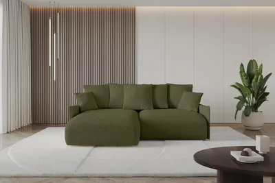 Produktbild von ALTDECOR Ecksofa mit Schlaffunktion und Bettkasten ONESK-L-v1 216x177x72 cm  Grün - Corner Sofa Eckcouch Couch L-Form  angeordnet Schlafcouch Ausziehbar Wohnlandschaft