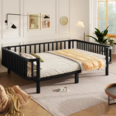 Immagine prodotto di ELANDEPOT Letto da giorno 140 cm × 200 cm nero rete a doghe design moderno e funzionale per l’uso quotidiano soluzione pratica e durevole