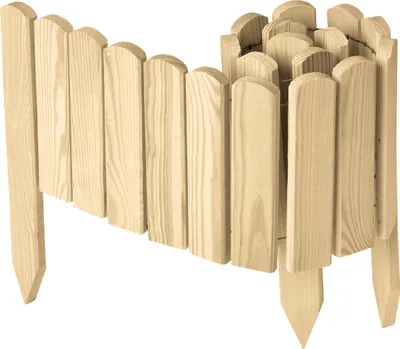 Produktbild von Garronda Beeteinfassung Holz Rollzaun Gartenzaun imprägniert Flexibler Rollborder Rasenkante  Länge: 100 cm (Natural, Höhe: 20 cm)