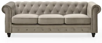 Image de MENZZO Grand canapé 3 places Chesterfield Velours Taupe