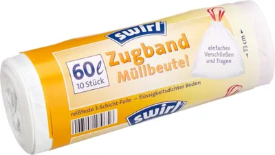 Produktbild von Swirl Zugband Müllbeutel 60L ( 10 stk./ Rolle )