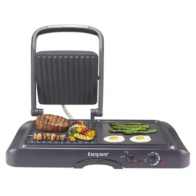 Obrázek produktu pro Multifunkční elektrický gril Beper P101TOS501, 3v1, 1600W, nepřilnavý povrch, černý